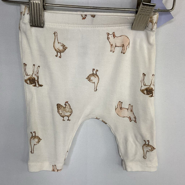Size Preemie: Carter's White/Pink Farm Animals Cozy Pants