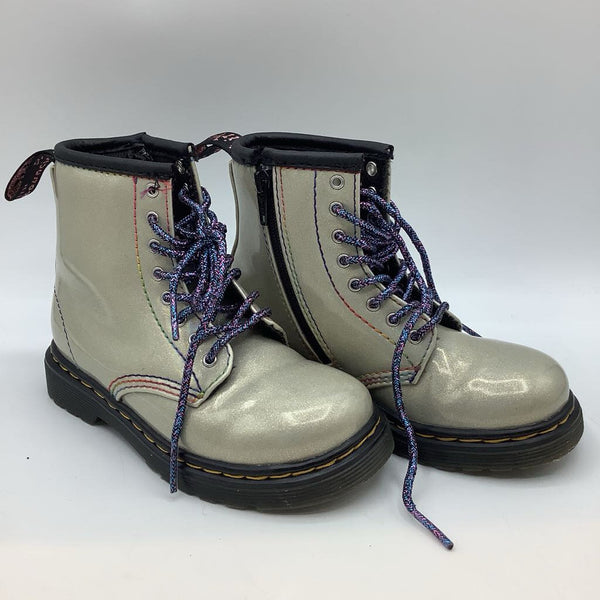 Size 9: Dr. Marten's Silver/Rainbow Sparkle Lace/Zip Boots
