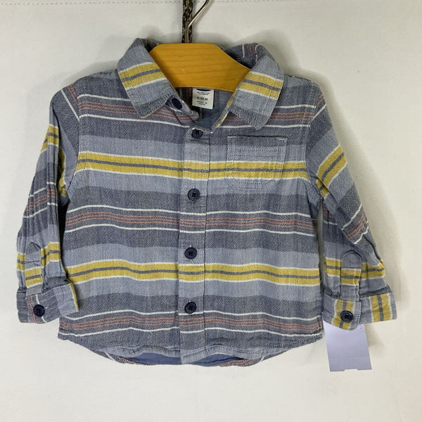 Size 6-12m: Old Navy Blue/Multi Striped Button-Up Shirt