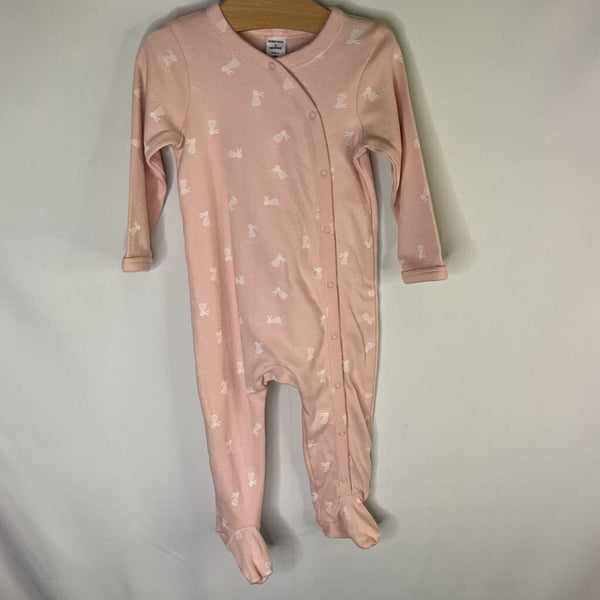 Size 9m: Nordstrom Pink/White Bunnies Snap Footy Romper