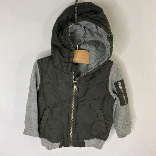 Size 6-12m: Tucker + Tate Gray/Green Quilted Zip Hoodie