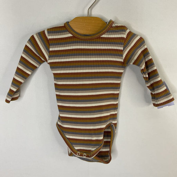Size 0-3m: Quincy Mae Colorful Striped Ribbed Long Sleeve Onesie