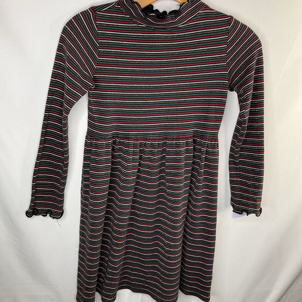 Size 10 (140): Hanna Andersson Black/Colorful Striped Long Sleeve Dress