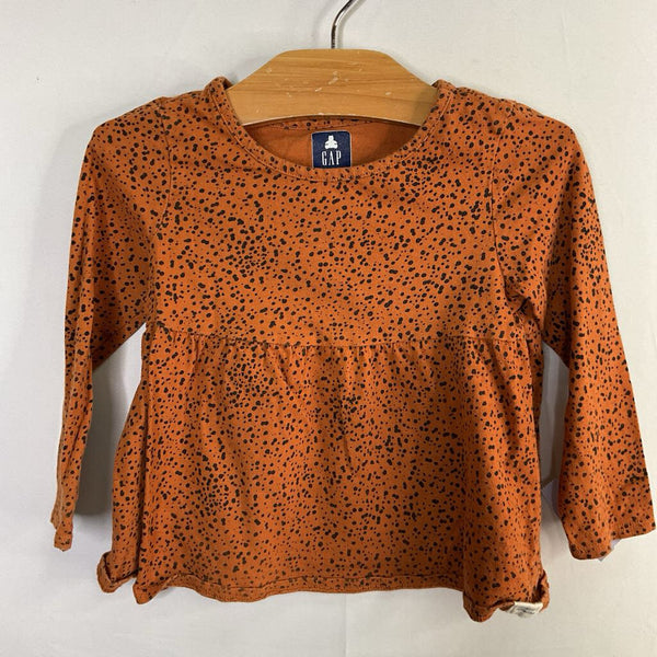 Size 3: Gap Orange/Black Spots Peplum Top