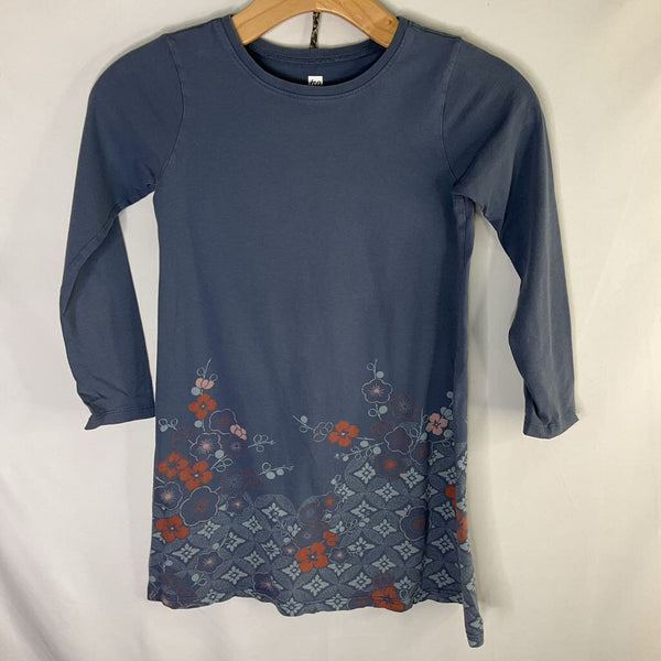 Size 7: Tea Blue/Multi Floral Long Sleeve Dress