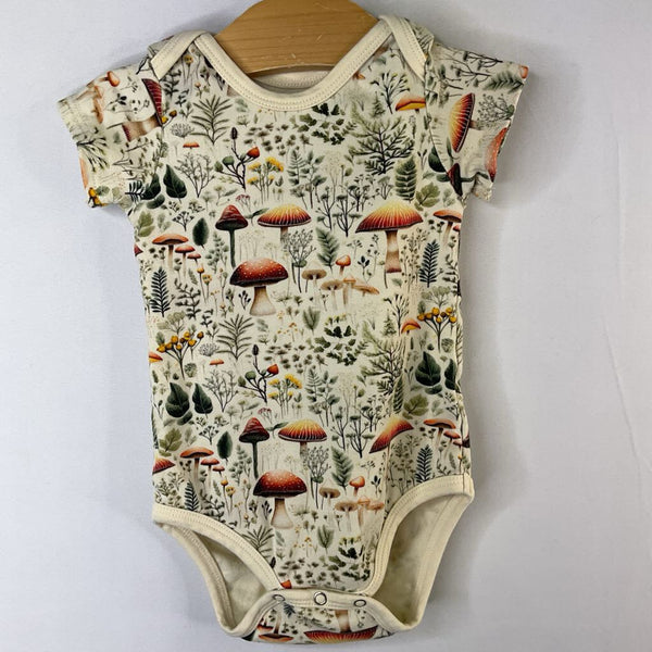 Size 6-9m: Earthy Beige/Multi Mushrooms Onesie