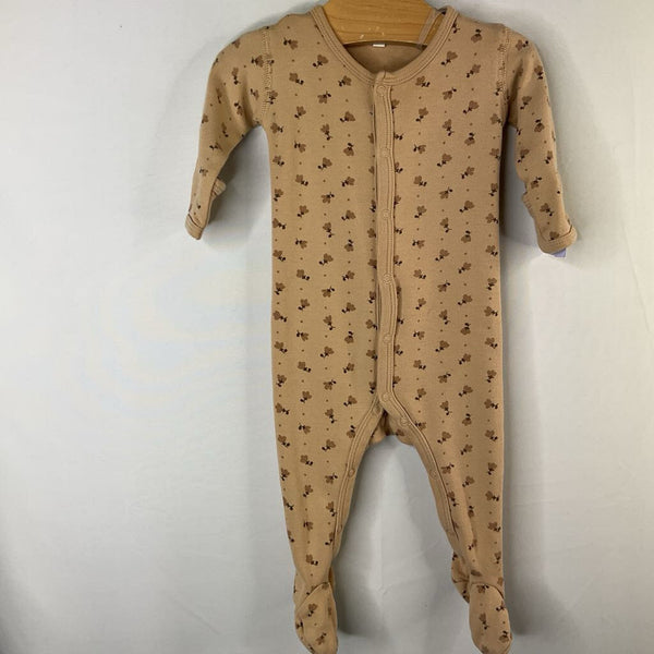 Size 0-3m: Brown Floral Snap Footy Romper