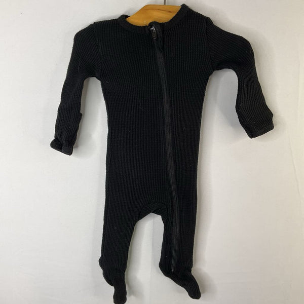 Size NB: Spearmint Love Black Waffle Knit 1pc Footy PJs