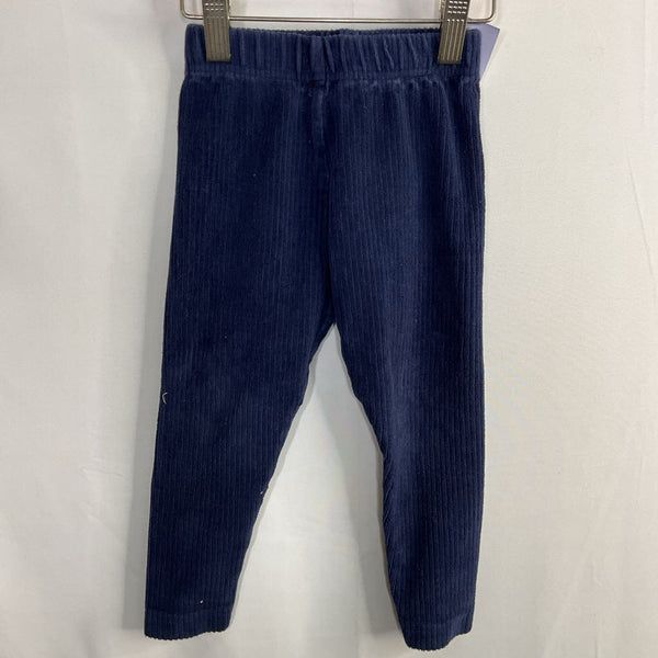 Size 3 (90): Hanna Andersson Navy Ribbed Velour Leggings