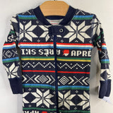 Size 12-18m (75): Hanna Andersson Navy/Multi Apres Ski 1pc Zip-Up Holiday PJs