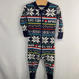 Size 12-18m (75): Hanna Andersson Navy/Multi Apres Ski 1pc Zip-Up Holiday PJs