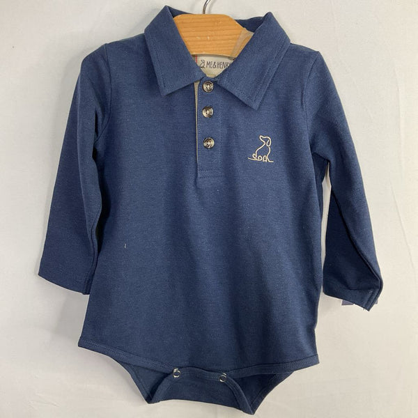 Size 9-12m: Me & Henry Navy Polo Onesie NEW w/ Tags