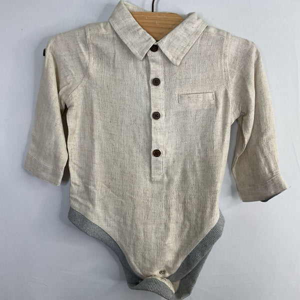 Size 9-12m: Me & Henry Beige Button-Up Onesie NEW w/ Tags