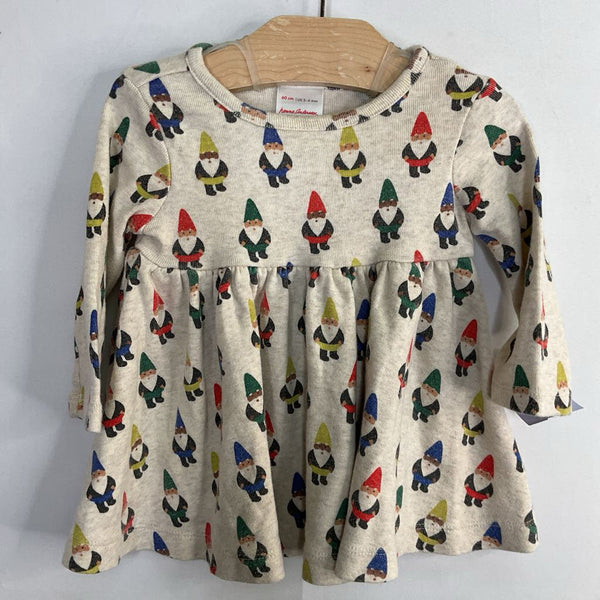 Size 3-6m (60): Hanna Andersson Beige/Multi Gnomes Long Sleeve Dress