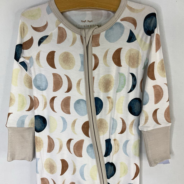 Size 6-12m: Little Sleepies White/Multi Moon Phases 1pc Bamboo PJs NEW w/ Tags