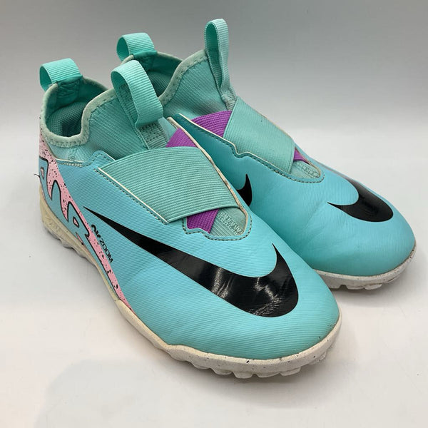 Size 4Y: Nike Blue/Pink Slip-On Soccer Cleats