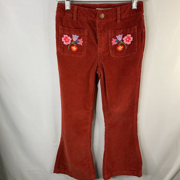 Size 7-8: Boden Orang Floral Corduroy Adjustable Flare Pants