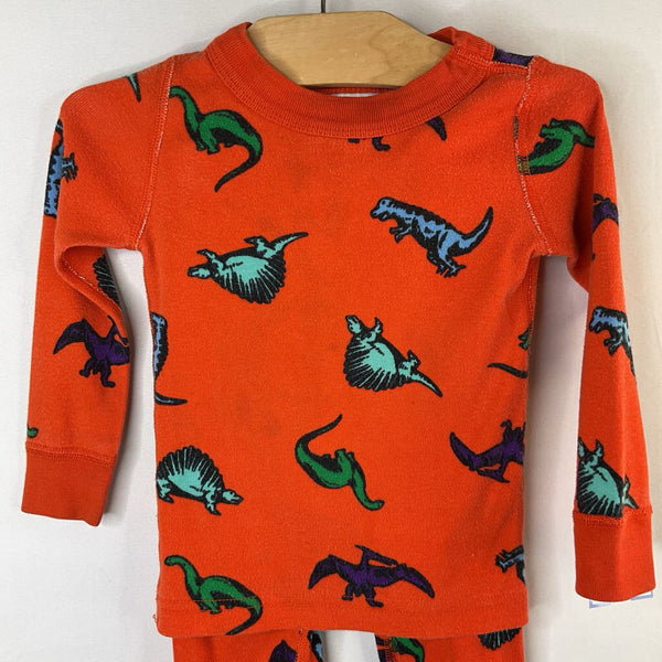 Size 2 (85): Hanna Andersson Orange/Colorful DInos Cotton 2pc PJs
