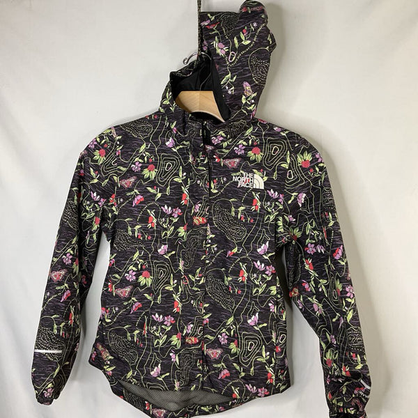 Size 7-8: The North Face Purple/Green Floral Mesh Lined Rain Coat