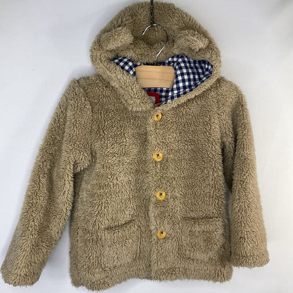 Size 3-4: Boden Brown Faux Fur Teddy Ear Hooded Coat