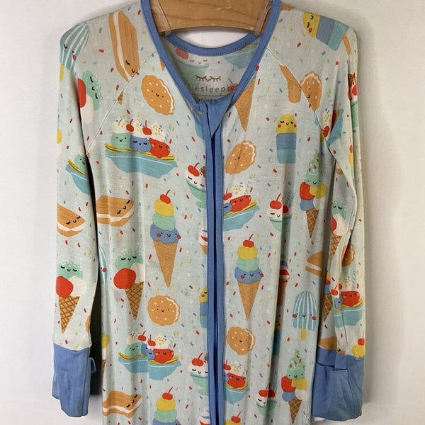 Size 12-18m: Little Sleepies Blue/Multi Ice Cream Bamboo 1pc Zip PJs