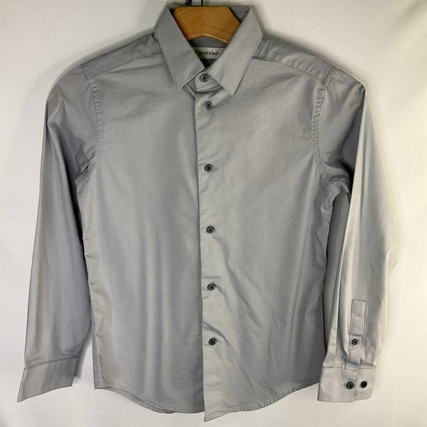 Size 10: Calvin Klein Gray Slim Fit/Stretch Button-Up Shirt