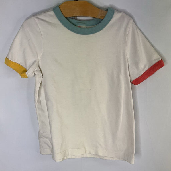 Size 6-7 (120): Hanna Andersson White/Multi Trim T-Shirt