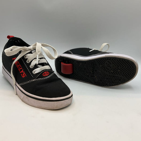 Size 1Y: Heely's Black/Red Roller Sneakers