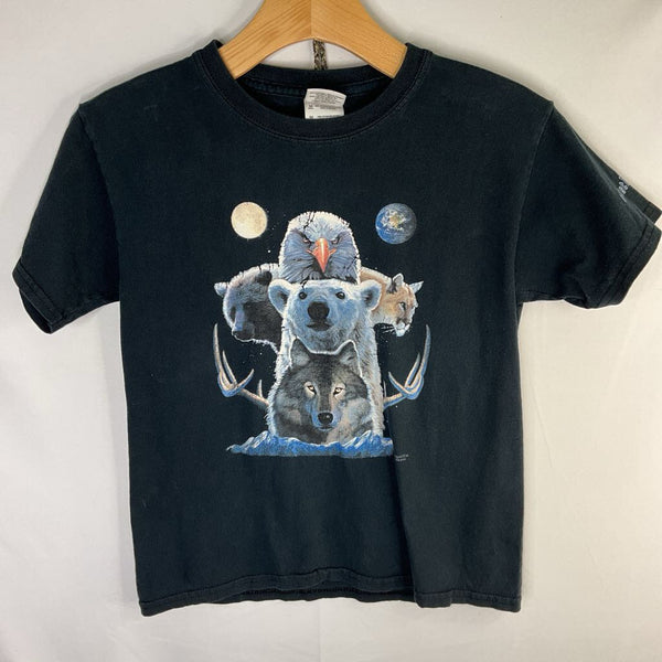 Size 8-10: Black Space Animals T-shirt