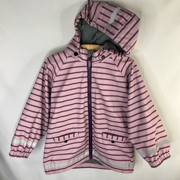 Size 6: HiHeart Purple Striped Fleece Lined Raincoat