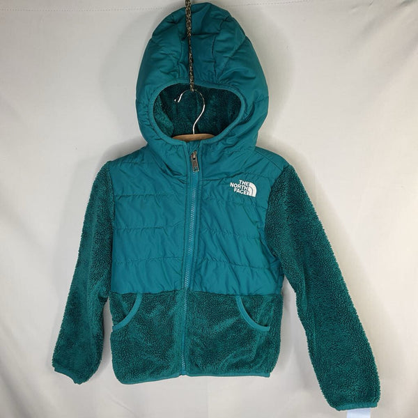 Size 6-7: The North Face Green Fleece/Nylon Zip Hoodie