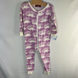 Size 12-18m: Milkbarn Purple/White Hedgehog Zip Romper