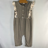 Size 12-18m: Kate Quinn Black/Cream Striped Ruffle Trim Romper