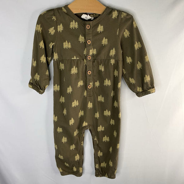Size 12-18m: City Mouse Green Trees Snap/Button Romper