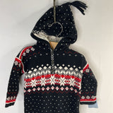 Size 3-6m (60): Hanna Andersson Black/White/Red Snowflakes Hooded Sweater Romper