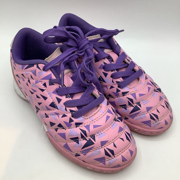 Size 13: Pink/Purple Triangles Lace-Up Indoor Soccer Cleats