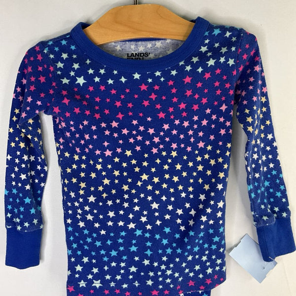 Size 4: Lands' End Blue/Colorful Stars 2pc PJs