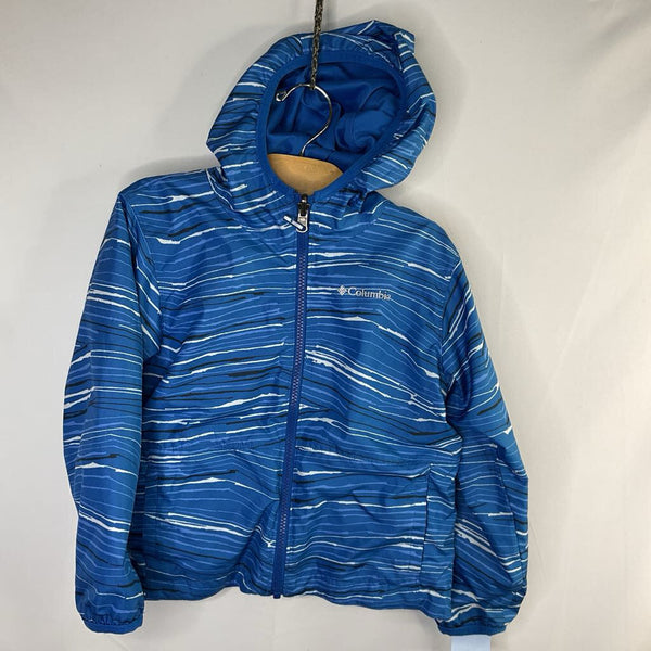 Size 4: Columbia Blue/White Striped Reversible Water Resistant Coat