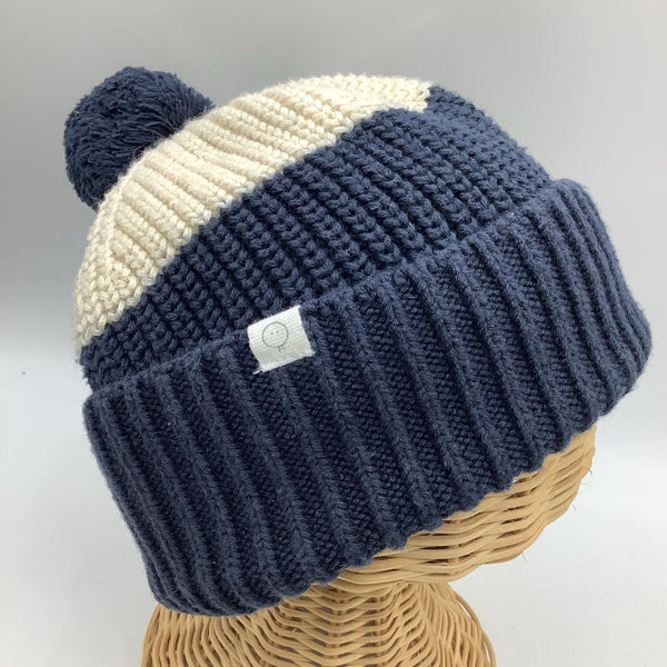 Size 12-18m: Mori Navy/White Organic Cotton PomPom Beanie