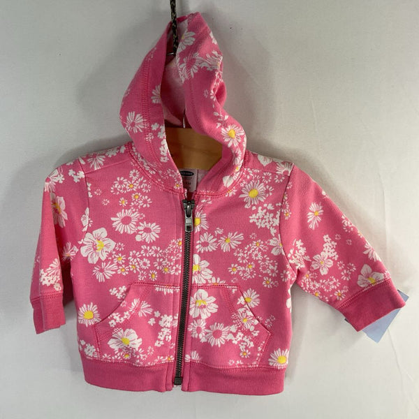 Size 0-3m: Old Navy Pink/White Floral Zip Hoodie