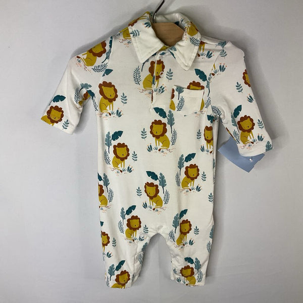 Size 0-3m: Angel Dear White/Yellow Lions Bamboo Snap Romper