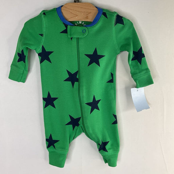 Size NB: Primary Green/Navy Stars Zip PJs