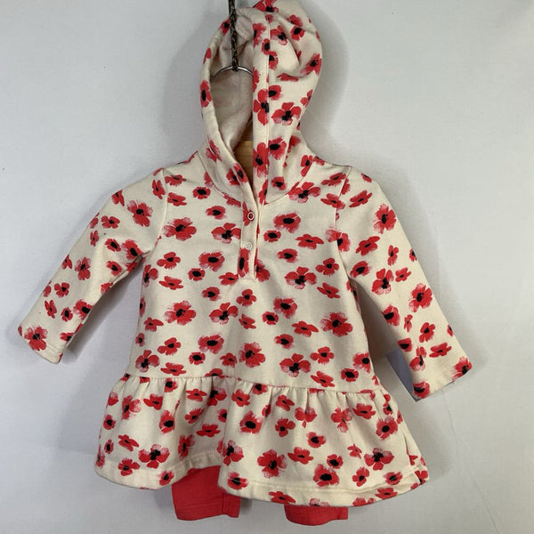 Size 9m: Nordstrom White/Pink Floral Hooded Dress/Leggings