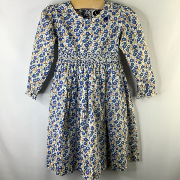 Size 3: Question Everything White/Blue/Orange Floral Long Sleeve Smocked Dress