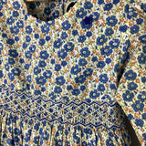 Size 3: Question Everything White/Blue/Orange Floral Long Sleeve Smocked Dress