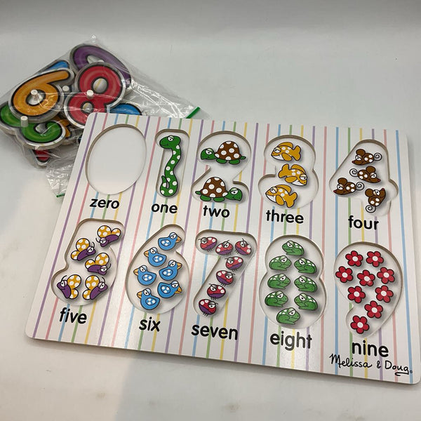 Melissa & Doug Wooden Lift and See Numbers Peg Puzzle