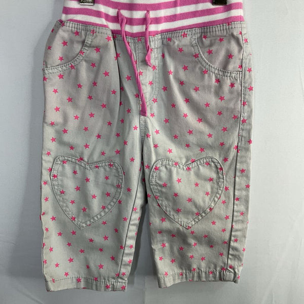 Size 12-18m: Boden Gray/Pink Stars Heart Pocket Drawstring Jeans