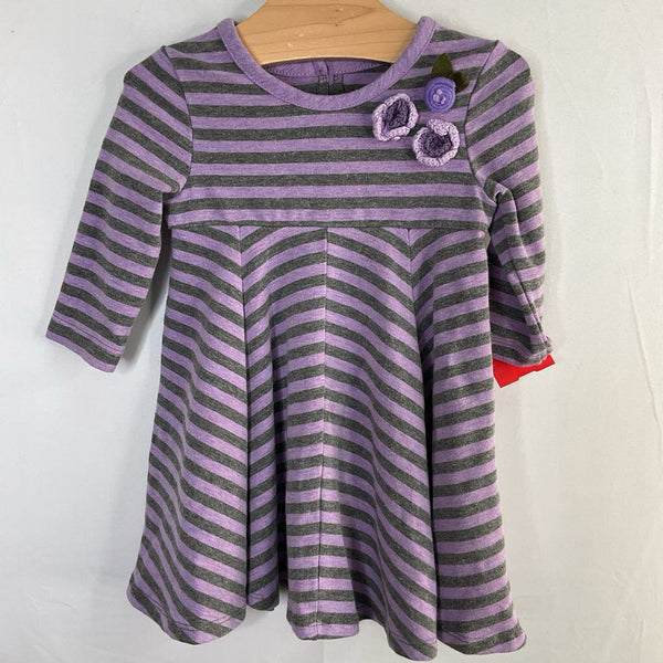 Size 12-18m: Pippa & Julie Purple/Gray Striped Long Sleeve Dress