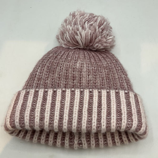 Size OS Toddler: Purple Fleece Lined Pompom Beanie