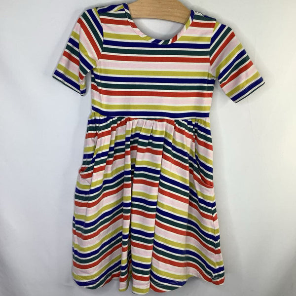 Size 5 (110): Hanna Andersson White/Colorful Striped Dress REDUCED